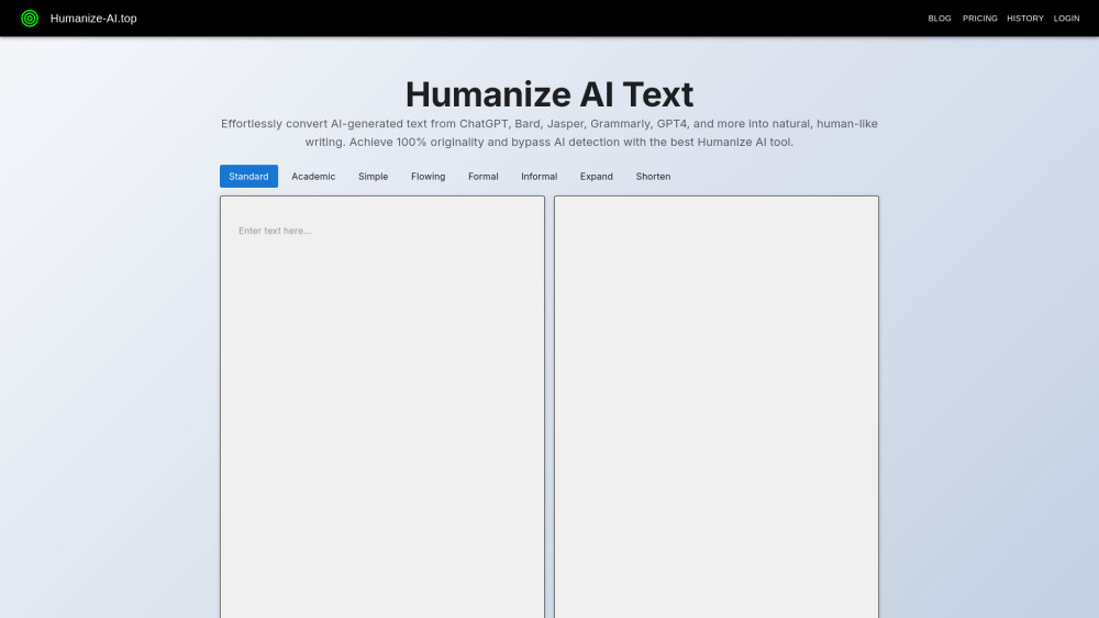 Humanize Ai Top website screenshot