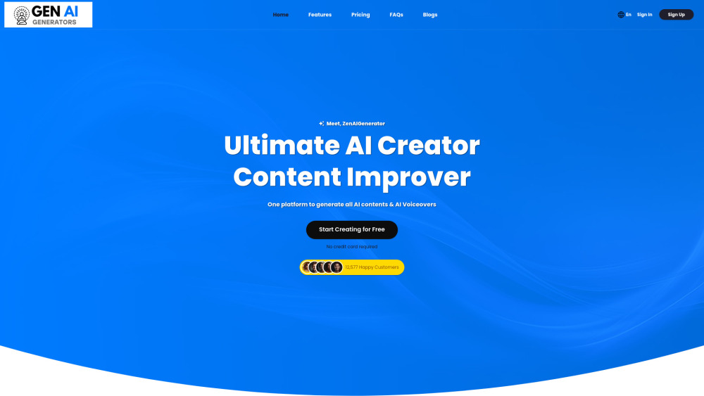 Zen Ai Generator website screenshot