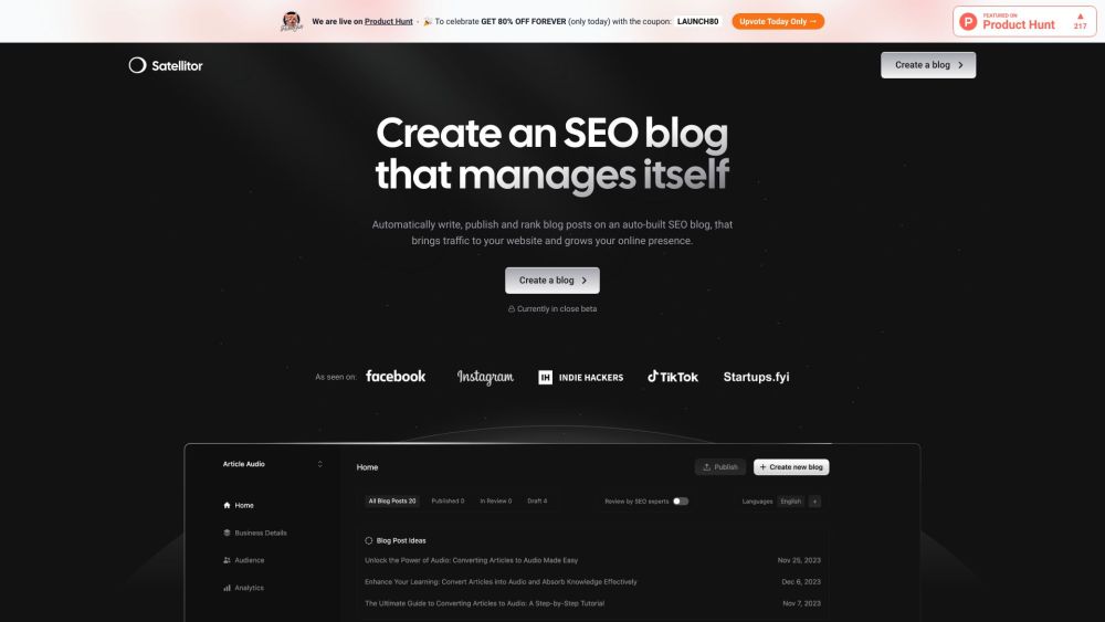 Satellitor website screenshot