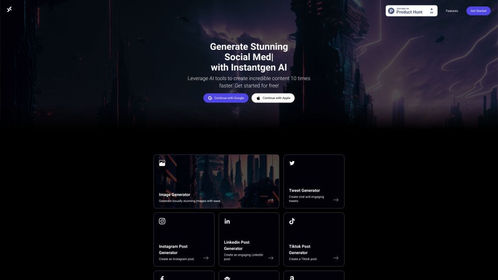 Instantgen Ai website screenshot