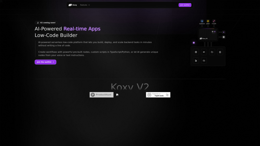 Koxy V2 website screenshot
