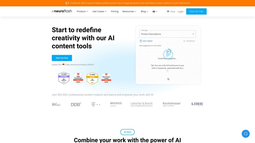 Neuro Flash Com website screenshot