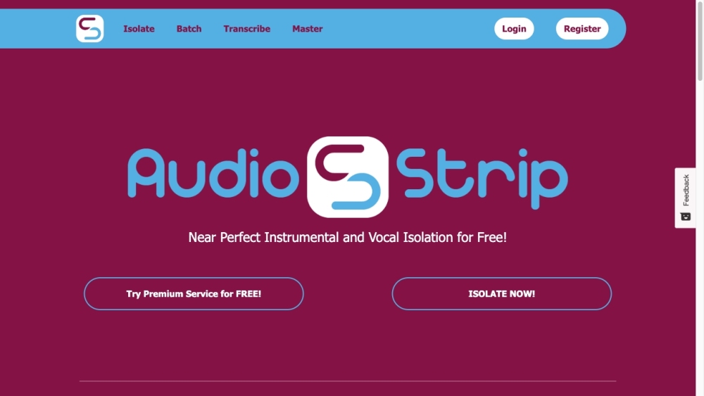 Audio Strip website screenshot