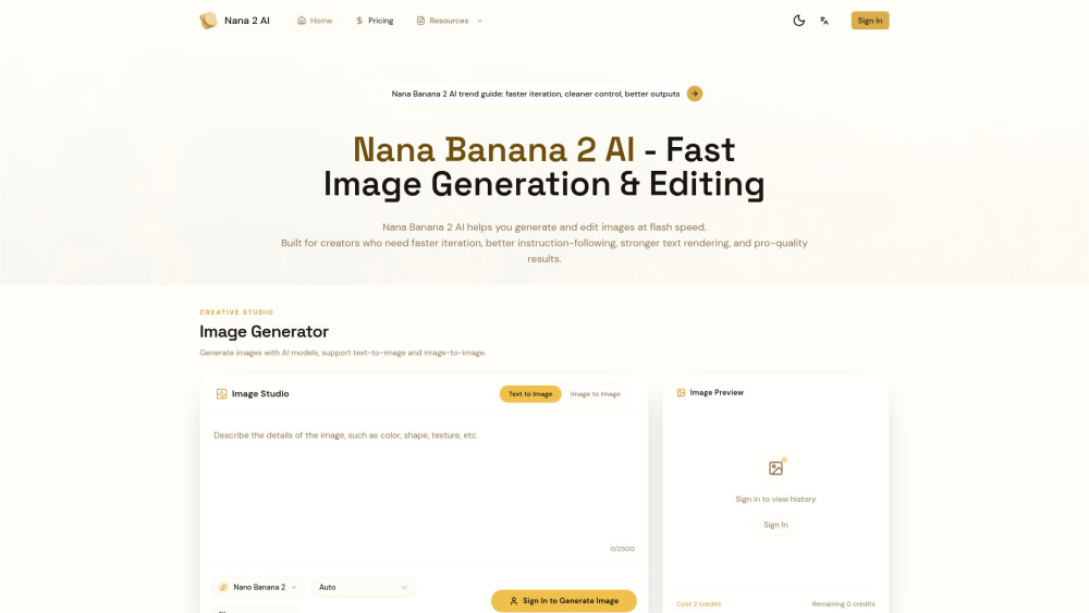 Nana Banana 2 Ai website screenshot