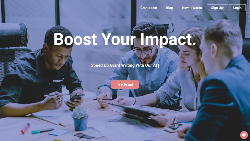 Grantboost website screenshot