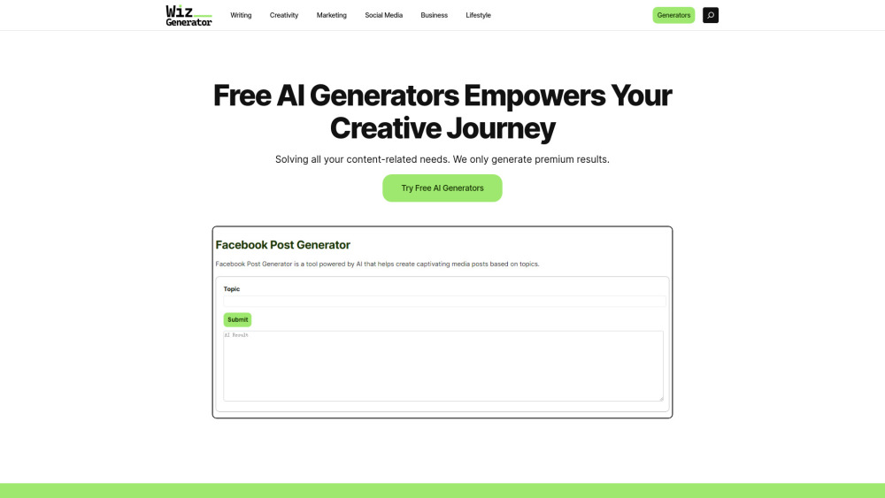 Wizgenerator website screenshot