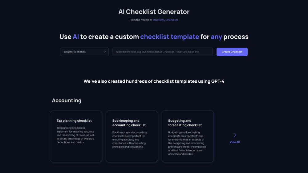 Checklistgenerator Ai website screenshot
