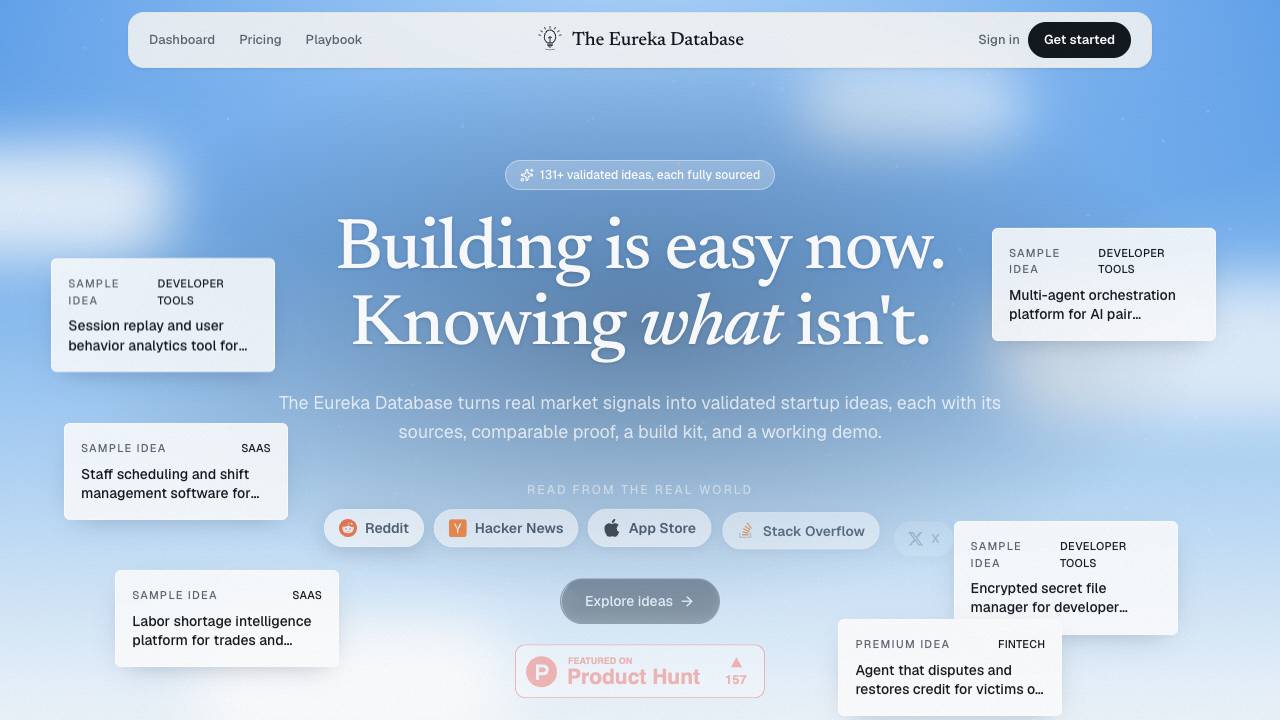 The Eureka Database website screenshot
