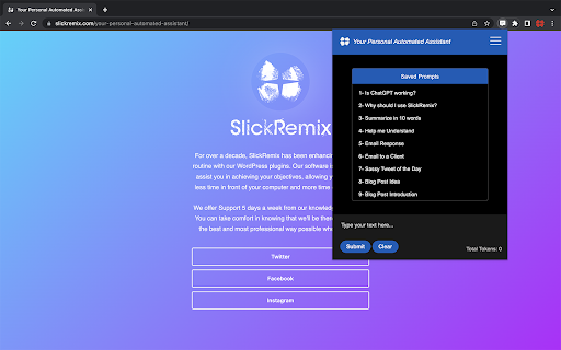 Slickremix Your Chatgpt Web Assistant website screenshot