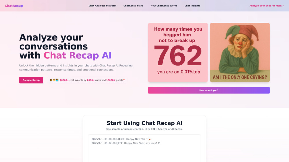 Chat Recap website screenshot