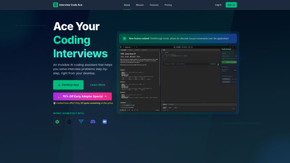 Interview Code Ace website screenshot