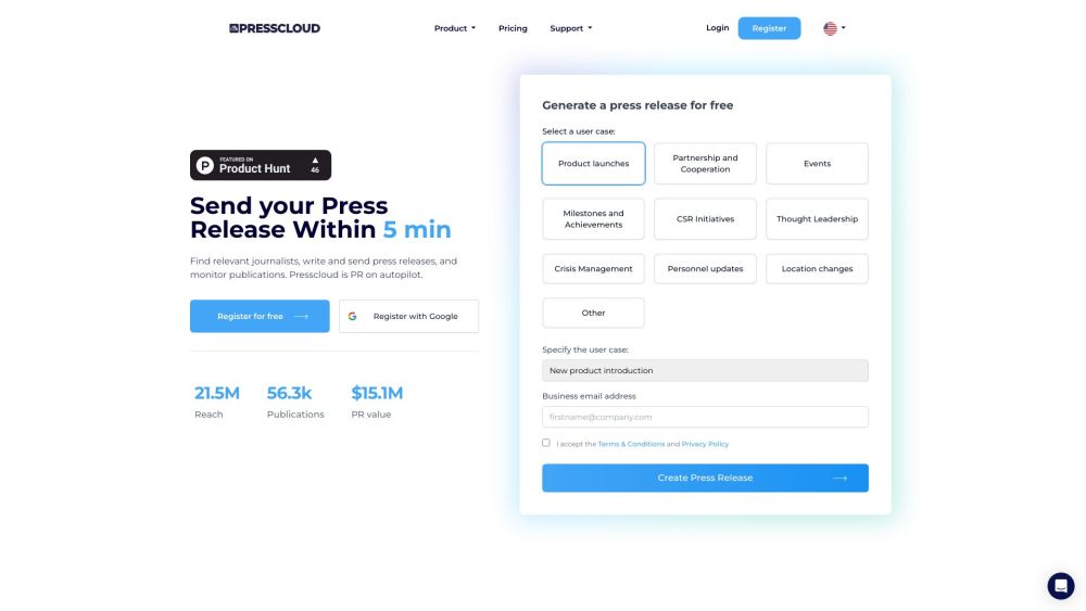 Presscloud Ai website screenshot