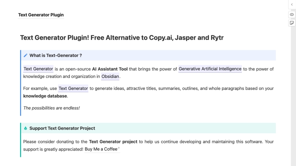 Text Generator Plugin website screenshot