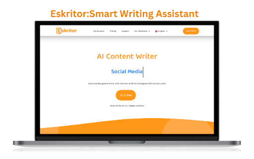 Eskritor Smart Writing Assistant website screenshot
