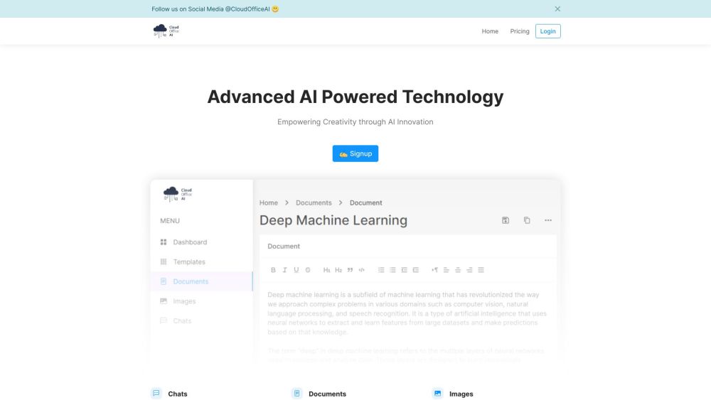 Cutting-edge AI website screenshot