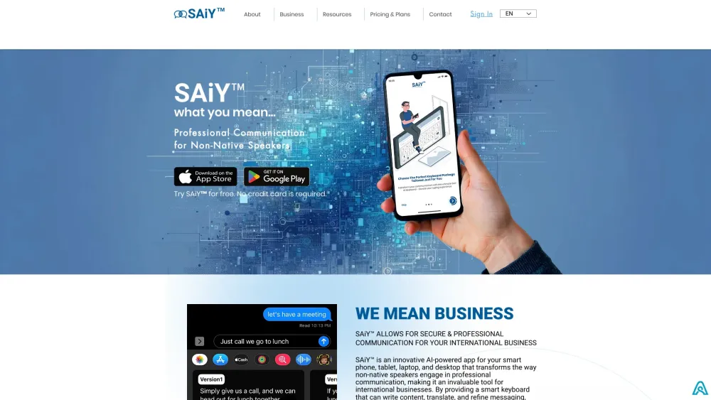 Saiy website screenshot