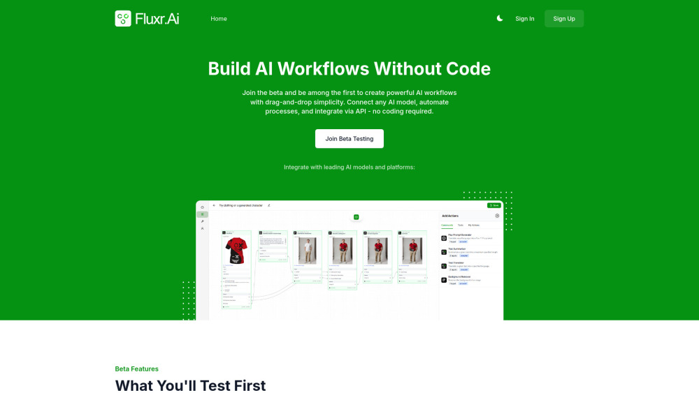 Fluxr Ai website screenshot