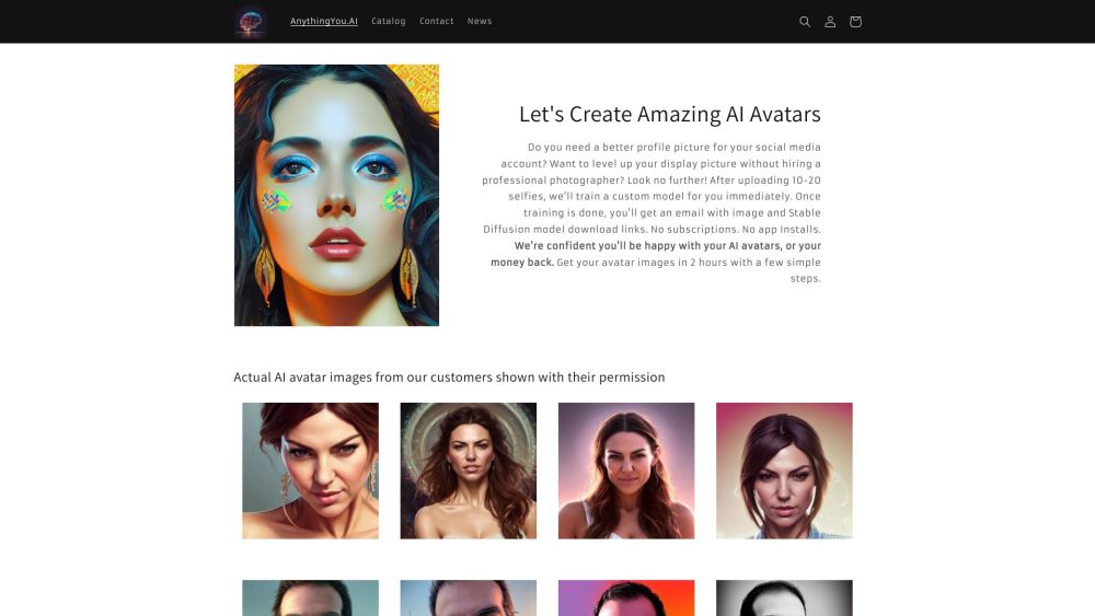 Anythingyou Ai website screenshot