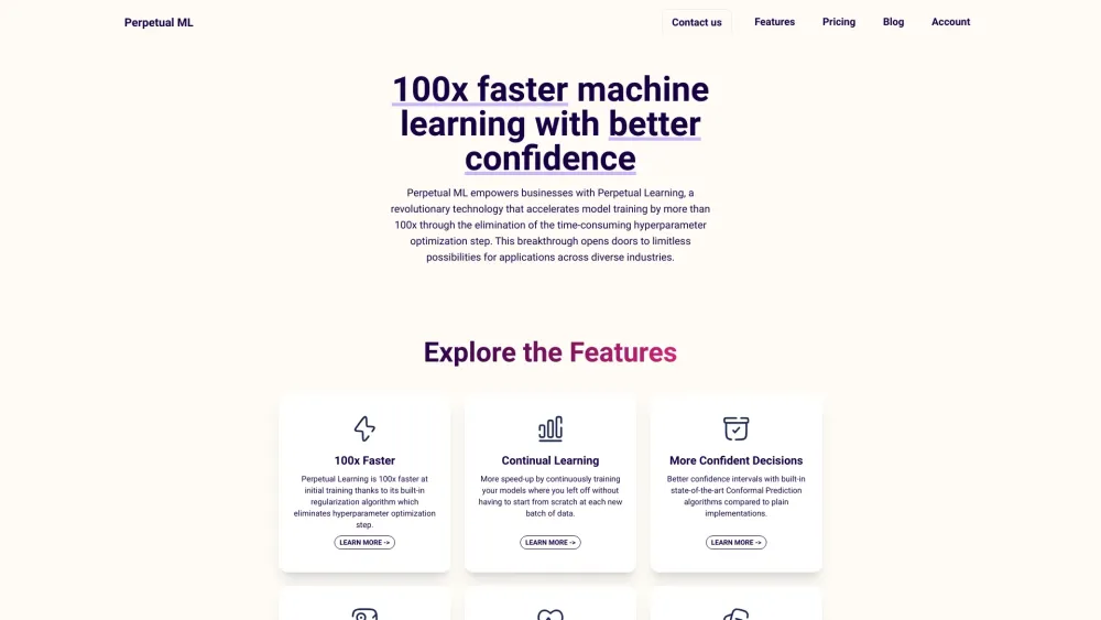 Perpetual Ml website screenshot