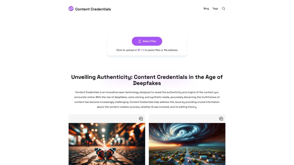 Content Credentials website screenshot
