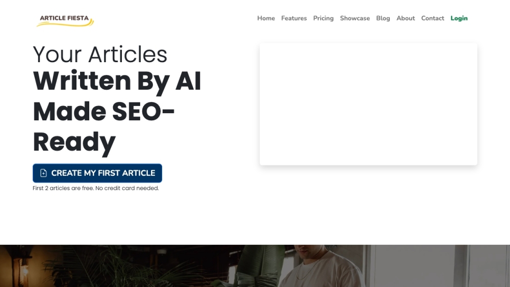 Article Fiesta website screenshot