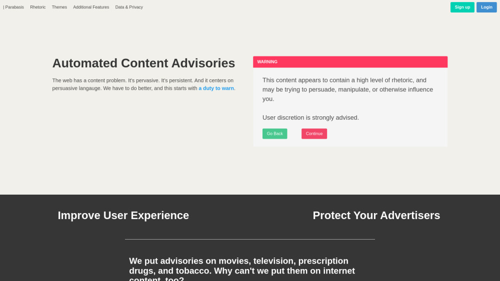 Parabasis website screenshot