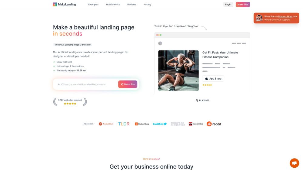 Makelanding website screenshot