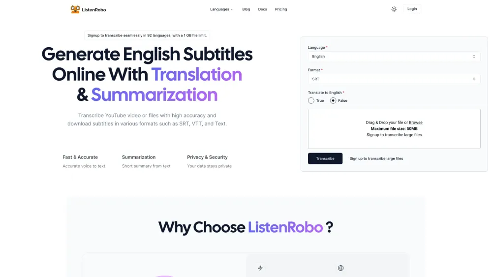 ListenRobo website screenshot