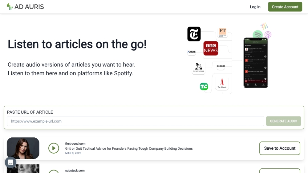 Ad Auris website screenshot