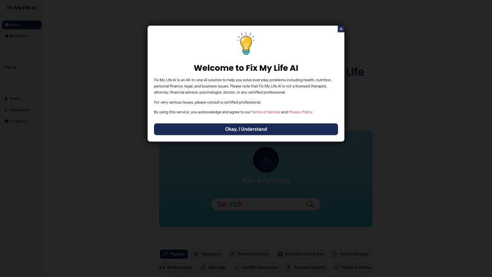 Fix My Life Ai website screenshot