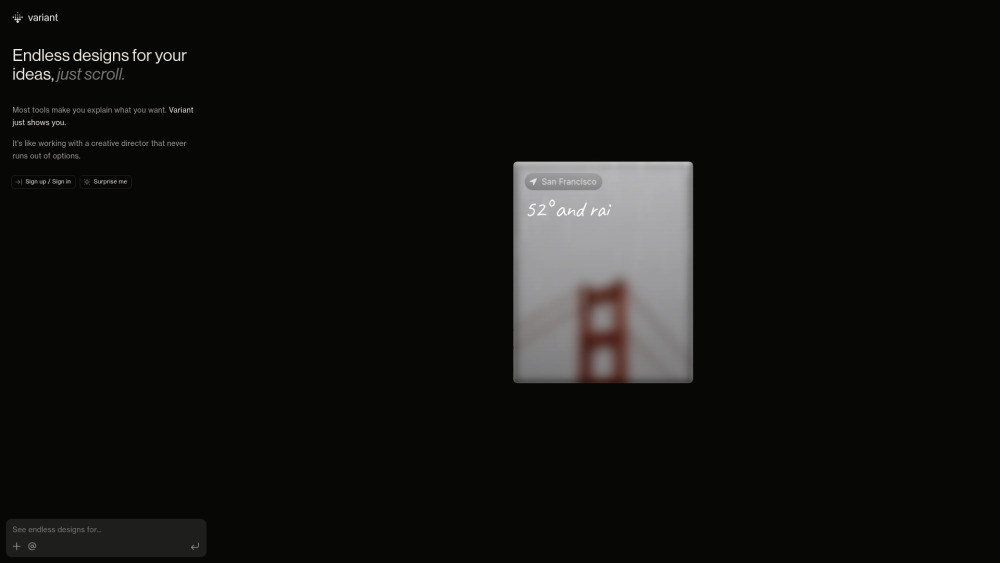 Variant website screenshot