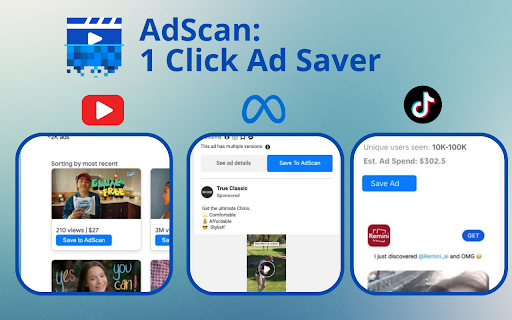 Adscan Save Facebook Tiktok Youtube Ads website screenshot