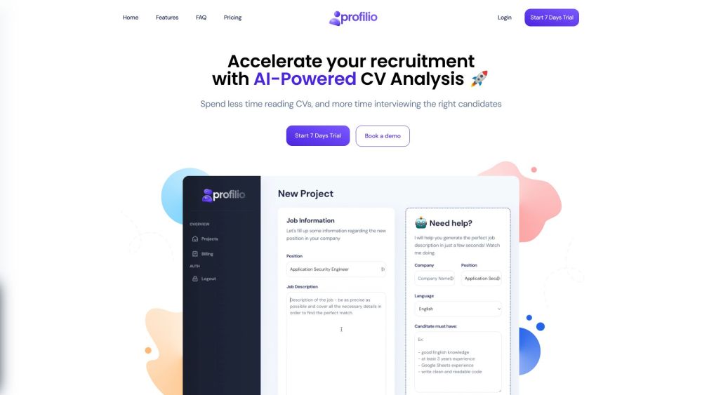 Profilio website screenshot
