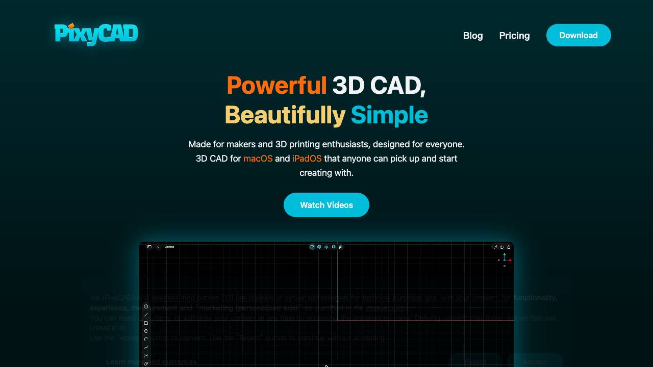 PixyCAD website screenshot