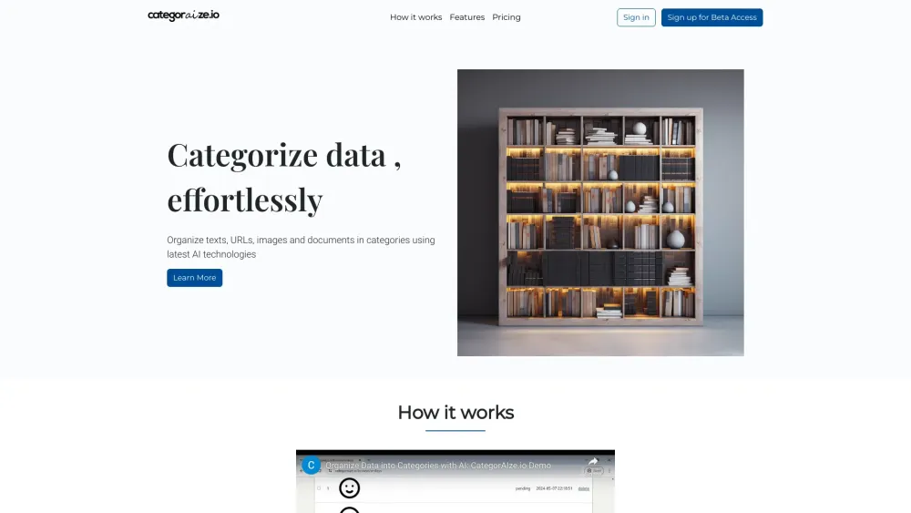 categoraize website screenshot