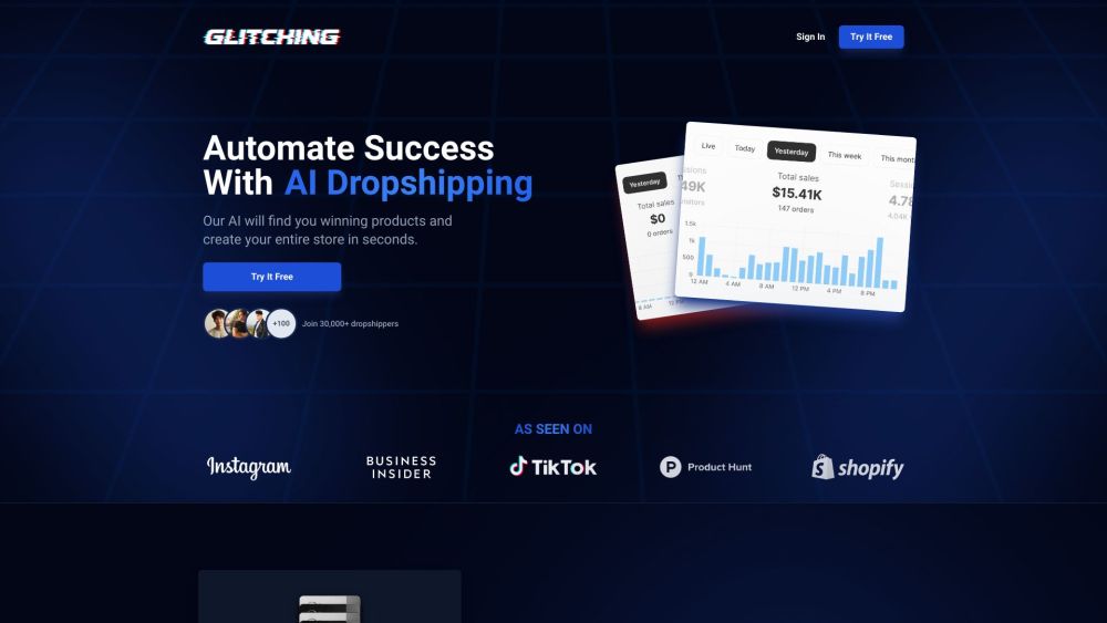 Glitching Ai website screenshot