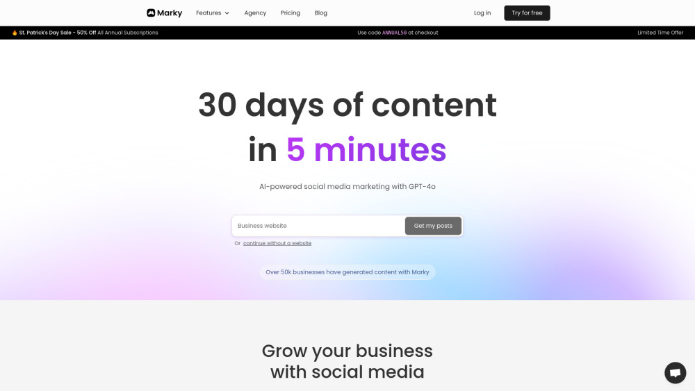 Marky website screenshot
