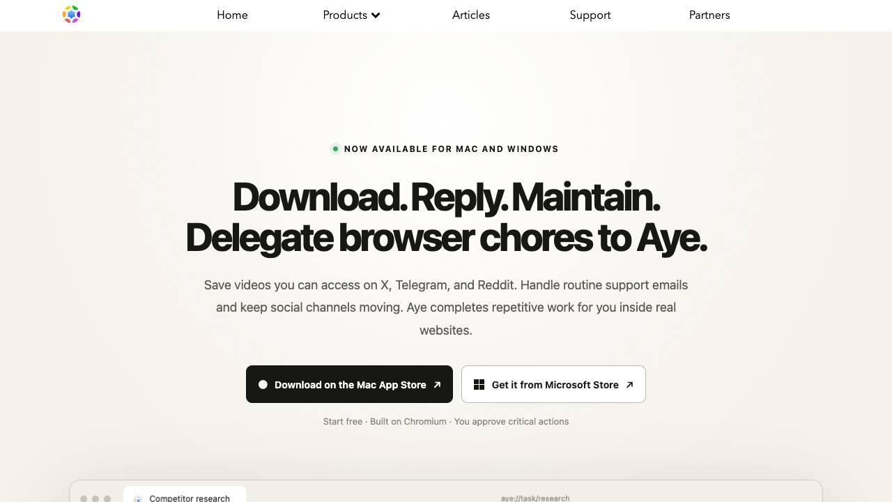 Aye website screenshot