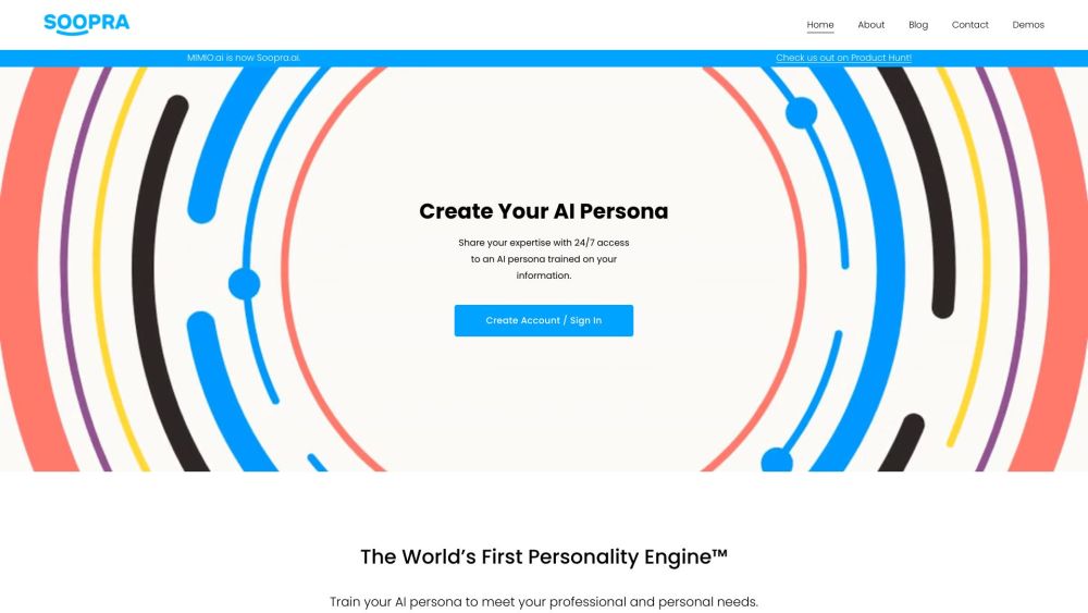 Soopra Ai Personality Engine website screenshot