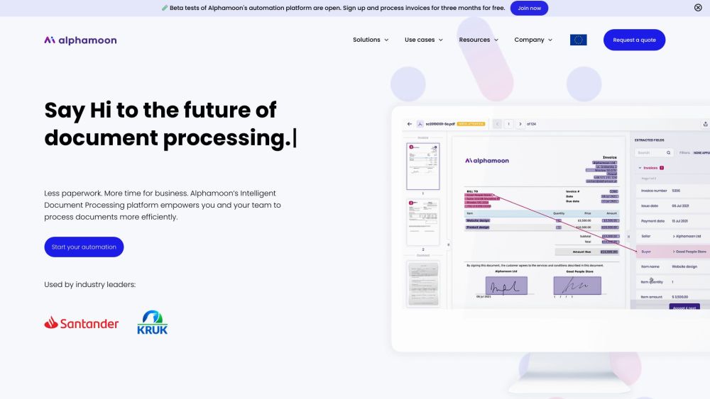Alphamoon website screenshot