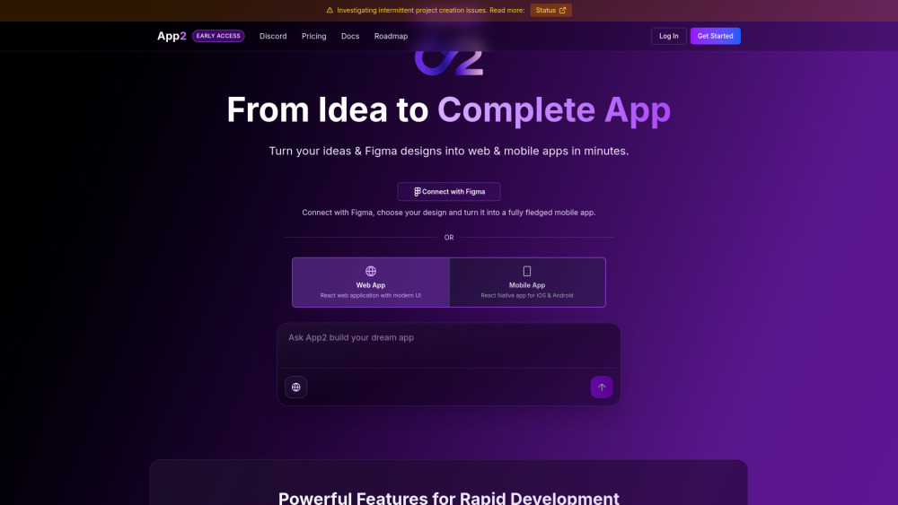 App2 Dev website screenshot