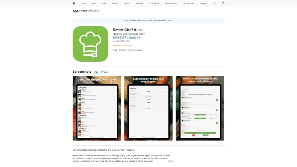 Smart Chef Ai website screenshot