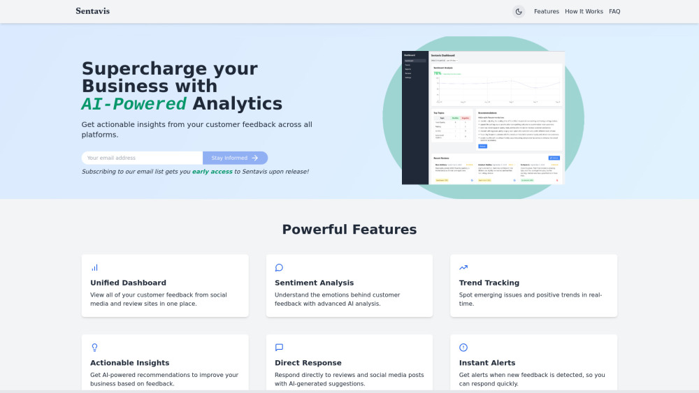 Sentavis website screenshot