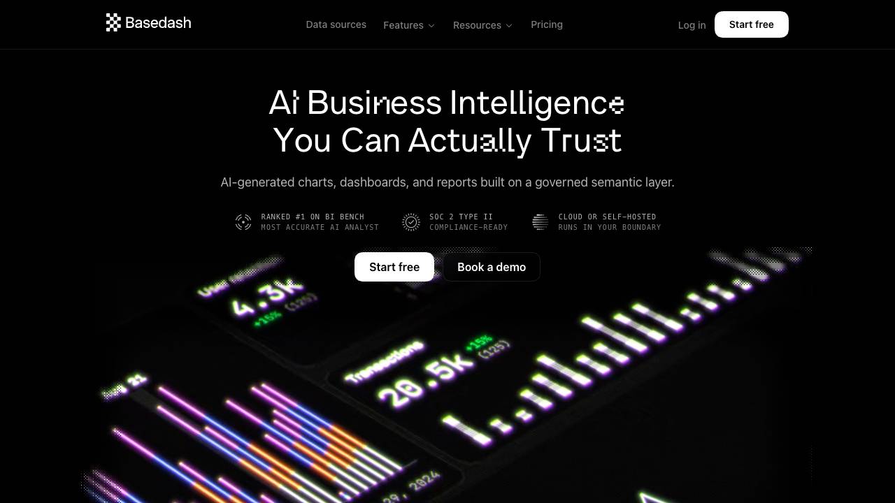 Basedash: AI data analyst website screenshot