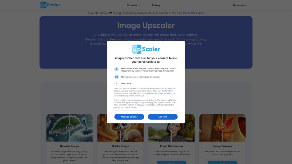Image Upscaler Upscale Your Photo For Free With Ai website screenshot