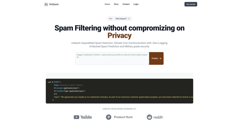 DeSpam website screenshot
