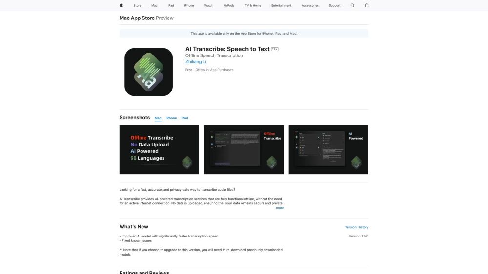 Ai Transcribe website screenshot