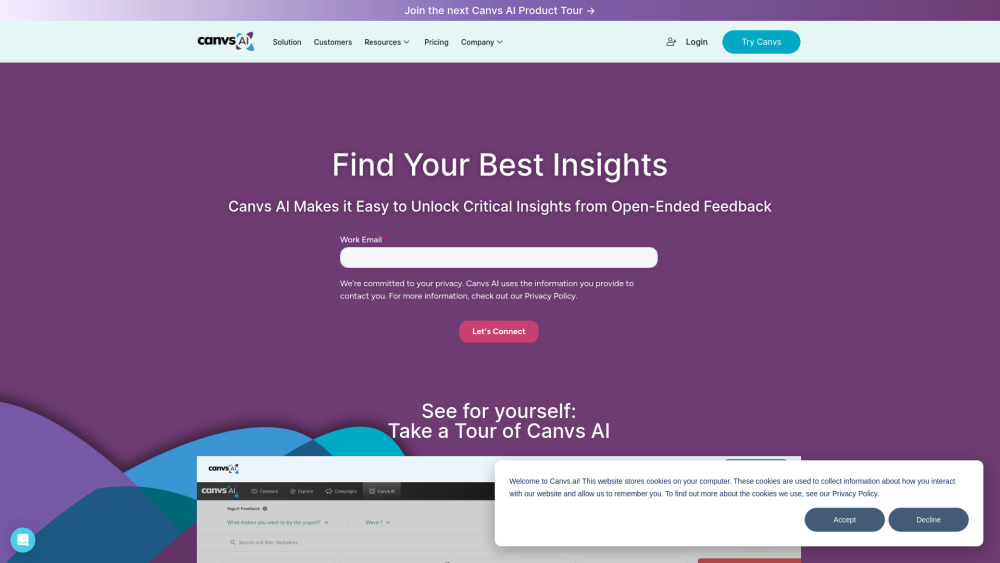 Canvs Ai website screenshot