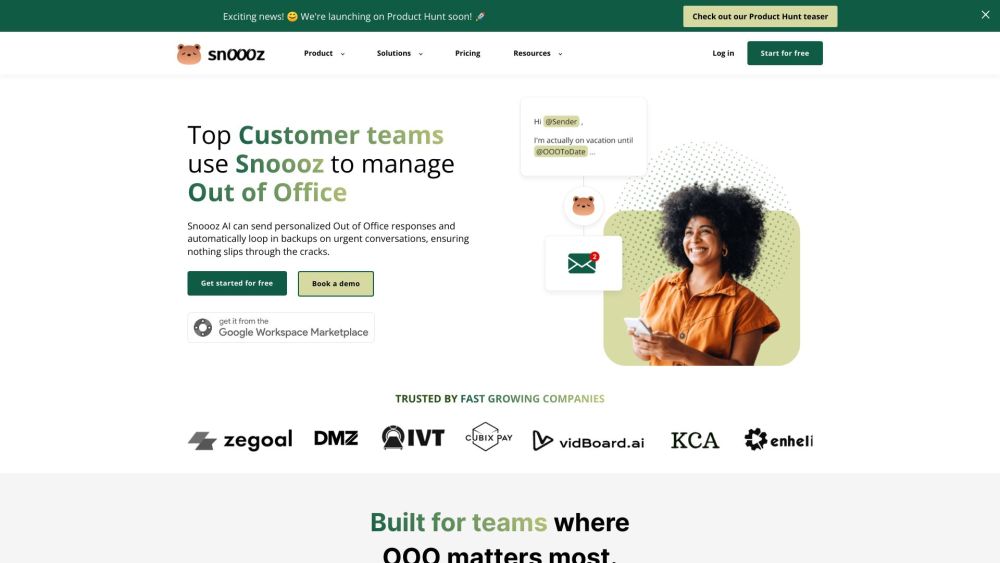 Snoooz Ai website screenshot