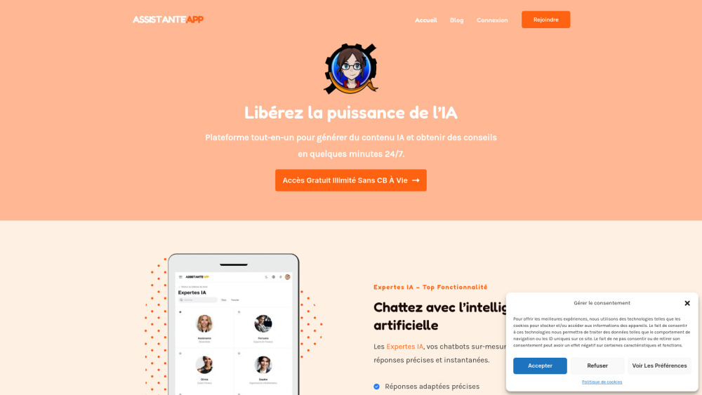 Assistante App website screenshot
